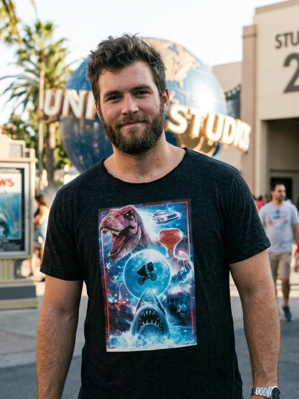 Universal Studios Shirt XXL Cut Collar Distressed Jurassic Park Jaws ET BTTF